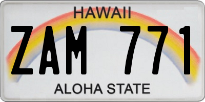 HI license plate ZAM771