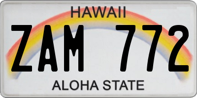 HI license plate ZAM772