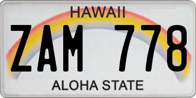 HI license plate ZAM778