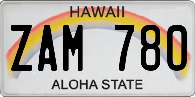 HI license plate ZAM780