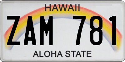 HI license plate ZAM781