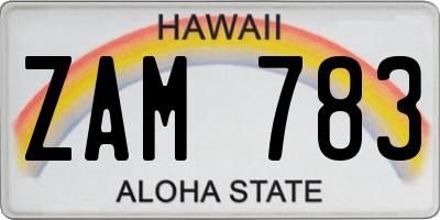 HI license plate ZAM783