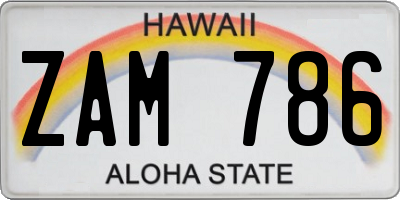 HI license plate ZAM786