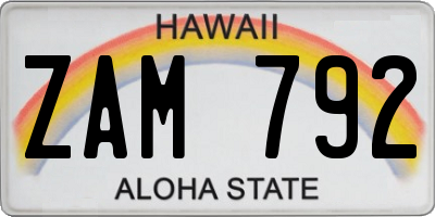 HI license plate ZAM792