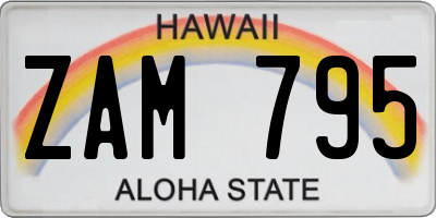 HI license plate ZAM795