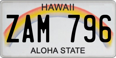 HI license plate ZAM796