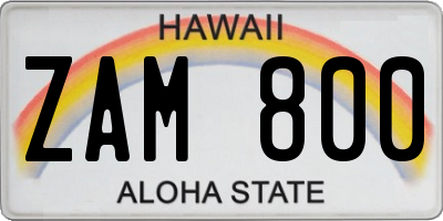 HI license plate ZAM800