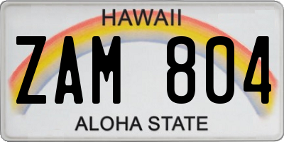 HI license plate ZAM804