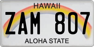 HI license plate ZAM807