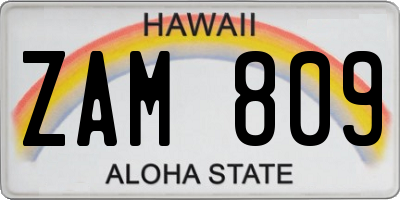 HI license plate ZAM809