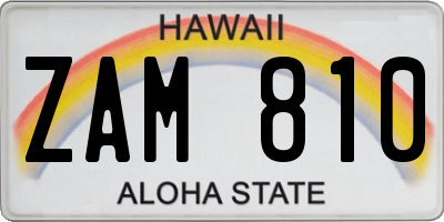 HI license plate ZAM810