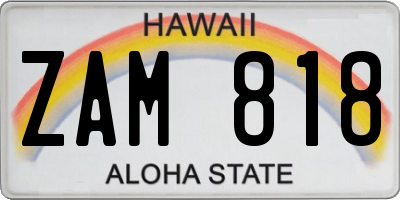 HI license plate ZAM818