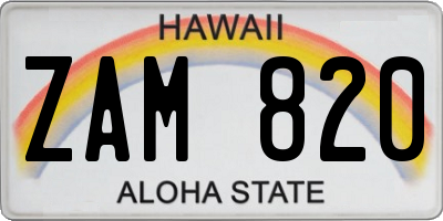 HI license plate ZAM820