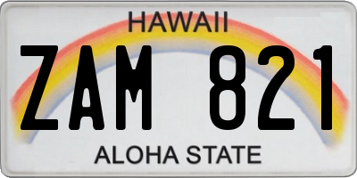HI license plate ZAM821