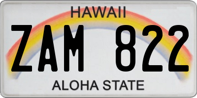 HI license plate ZAM822