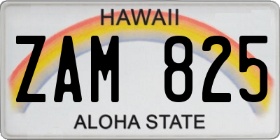 HI license plate ZAM825