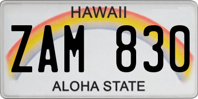 HI license plate ZAM830