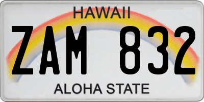 HI license plate ZAM832