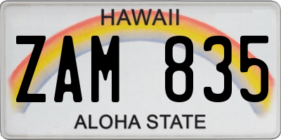 HI license plate ZAM835