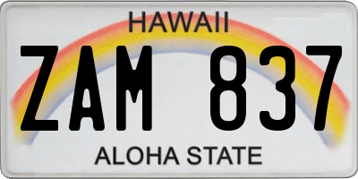 HI license plate ZAM837