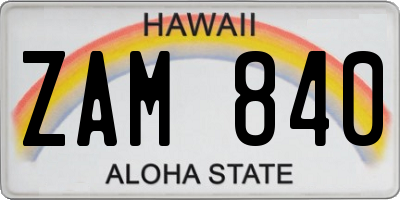HI license plate ZAM840