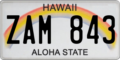 HI license plate ZAM843