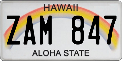 HI license plate ZAM847