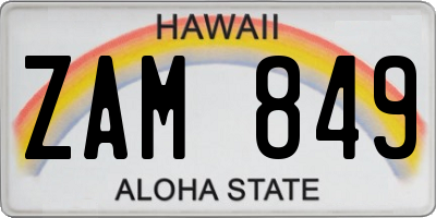 HI license plate ZAM849