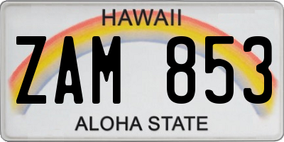 HI license plate ZAM853