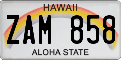 HI license plate ZAM858