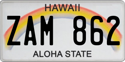 HI license plate ZAM862