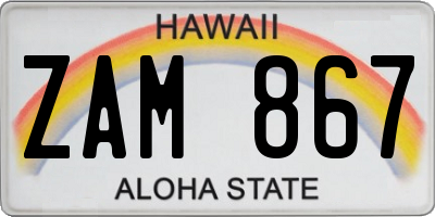HI license plate ZAM867