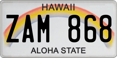 HI license plate ZAM868