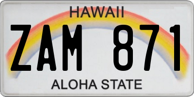 HI license plate ZAM871