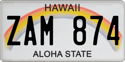 HI license plate ZAM874