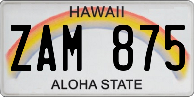 HI license plate ZAM875