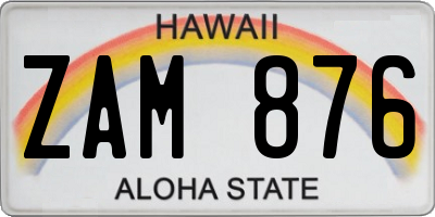 HI license plate ZAM876