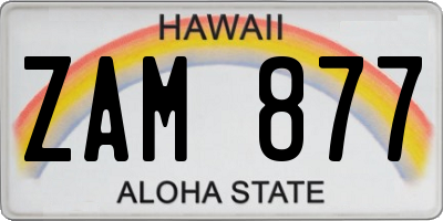 HI license plate ZAM877