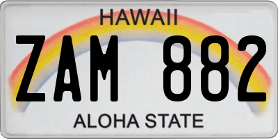 HI license plate ZAM882