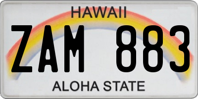 HI license plate ZAM883