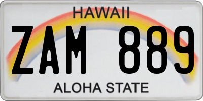 HI license plate ZAM889