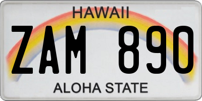HI license plate ZAM890