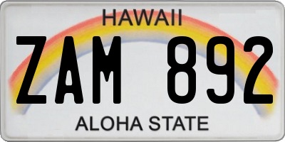 HI license plate ZAM892