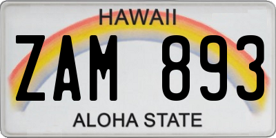 HI license plate ZAM893