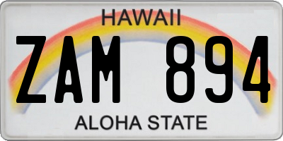 HI license plate ZAM894