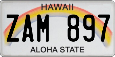 HI license plate ZAM897