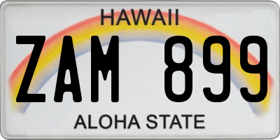 HI license plate ZAM899