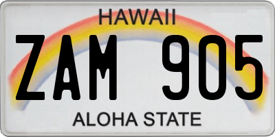 HI license plate ZAM905