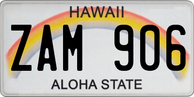 HI license plate ZAM906