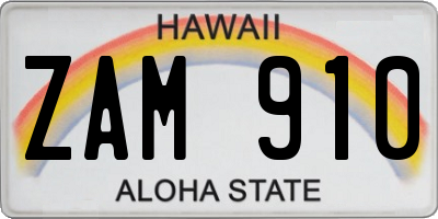 HI license plate ZAM910